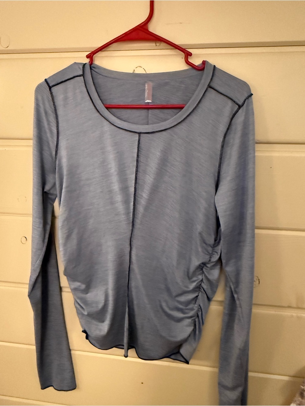 Free People Pale Blue Long Sleeve Top with Side Ruching